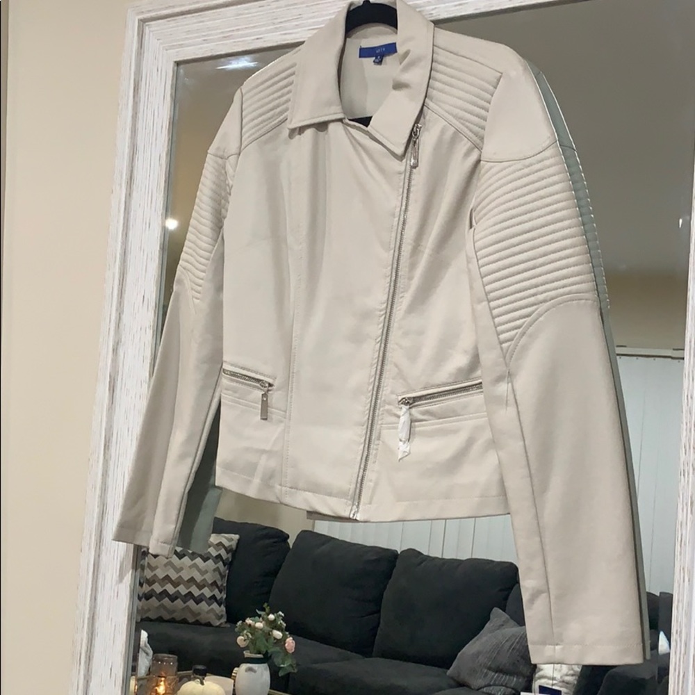 NEW Faux leather cream jacket
